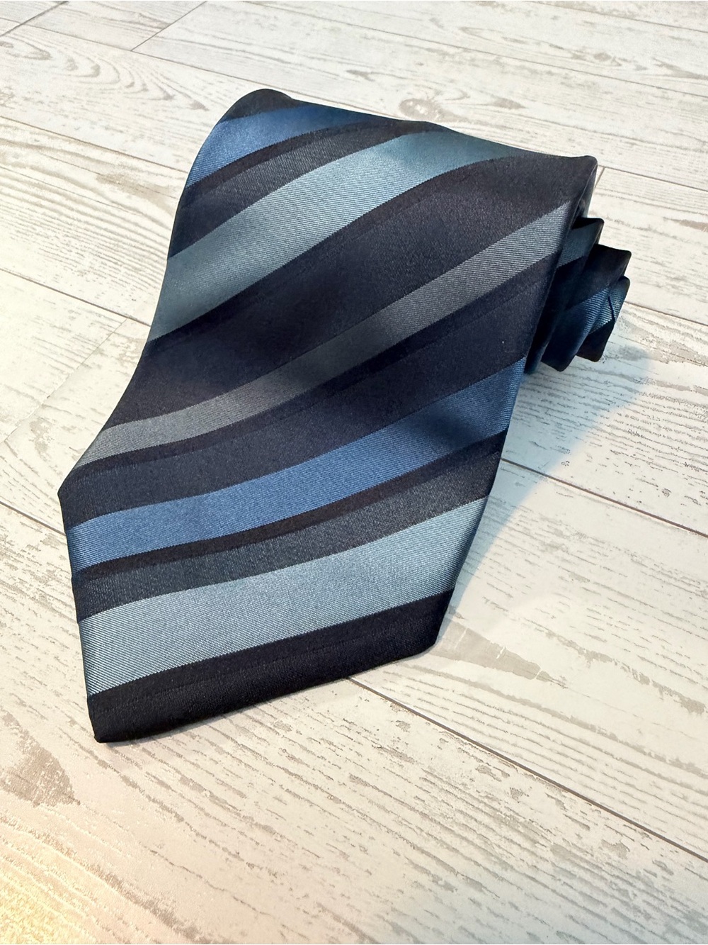 Express, Striped, Italian Silk, Tie, Blue Grey Necktie